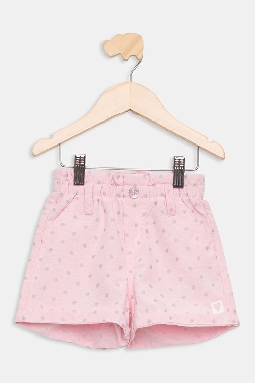 Shorts Infantil 1 a 3 anos Meninas Ecoline Sarja Rosa Claro