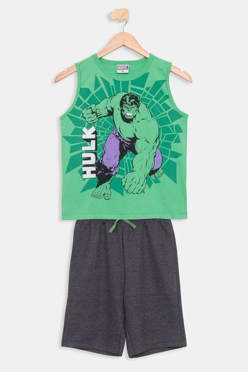 Conjunto Infantil 4 a 10 anos Meninos Hulk Verde