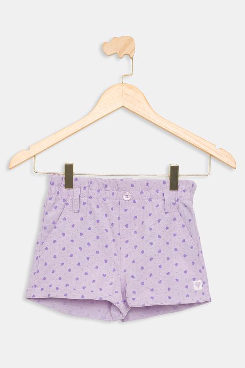 Shorts Infantil Corações Lilás Tam 4 a 8