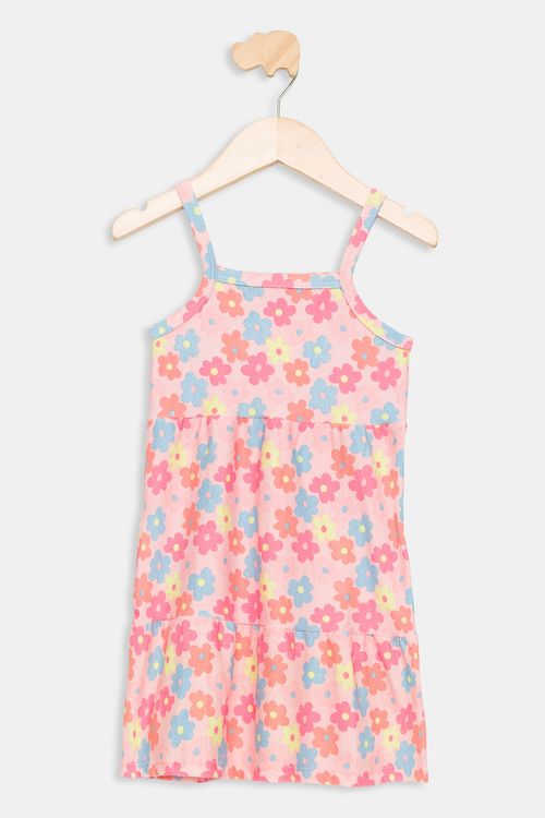 Vestido Infantil 1 a 3 anos Meninas Floral Coral