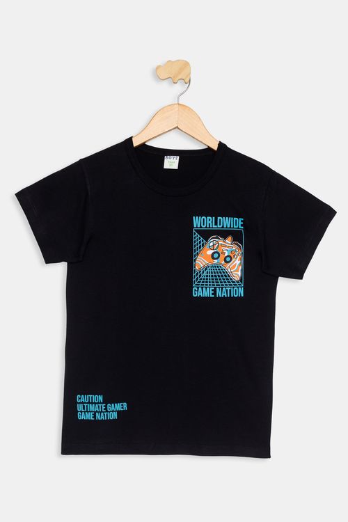 Camiseta Infantil 10 a 16 Anos - Manga Curta - Preto