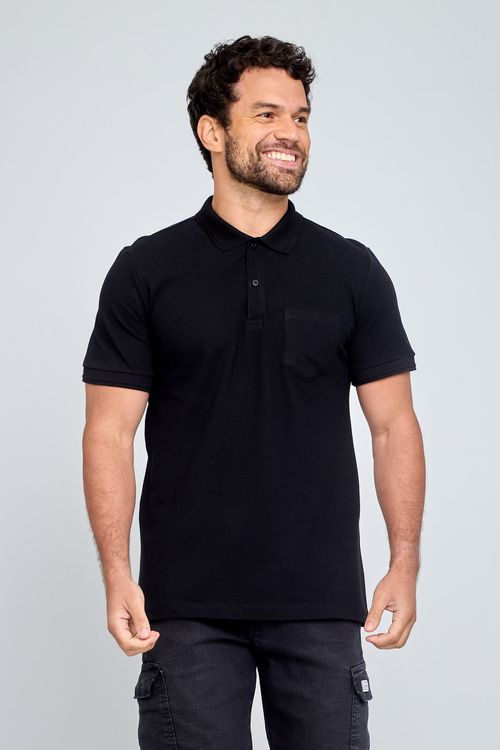 Polo Masculino com Bolso Preta