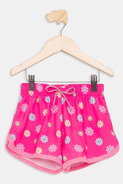 Shorts Infantil 4 a 8 Anos - Floral - Rosa Claro