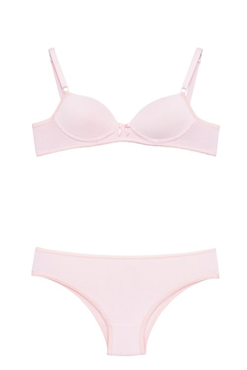 Conjunto cotton rosa com bojo 12-16 rosa claro