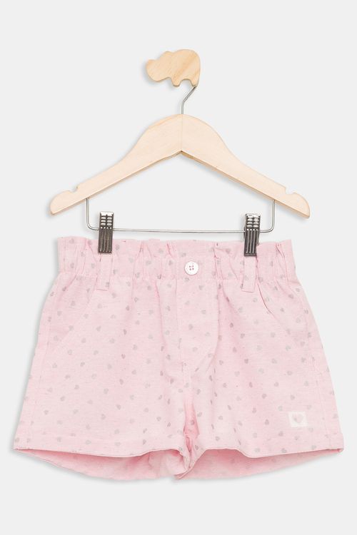Shorts Infantil Estampado Rosa Claro Tam 4 a 8