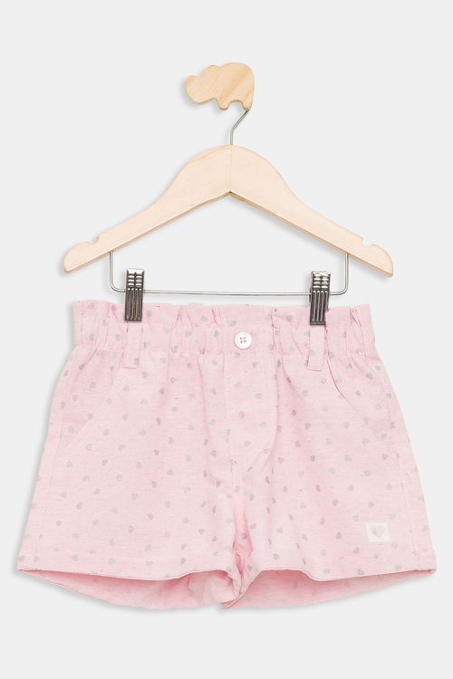 Shorts Infantil 4 a 8 Anos Estampado - Rosa Claro