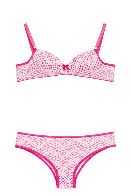 Conjunto cotton coracao com bojo 12-16 sortidas