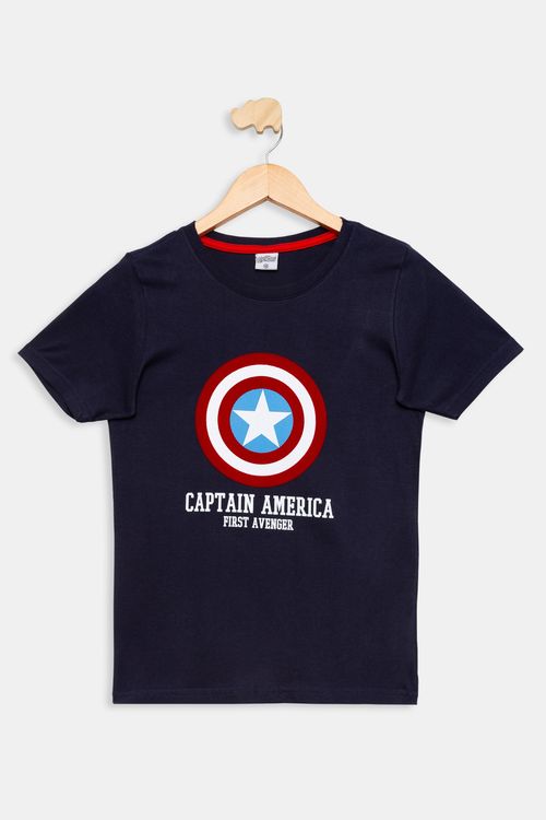 Camiseta Infantil 12 a 16 Anos - Capitão América - Azul Escuro