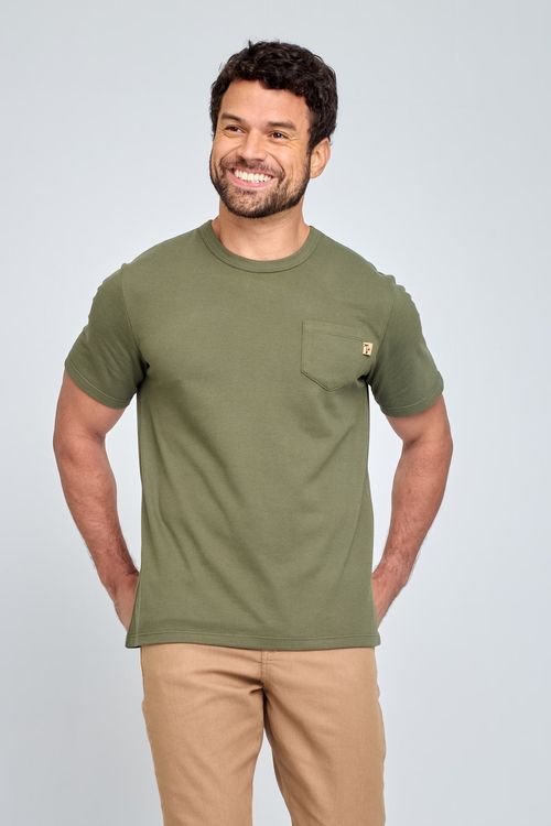 Camiseta Masculina Casual Verde Militar
