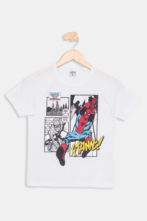 Camiseta Infantil 4 a 10 Anos - Spider - Off White