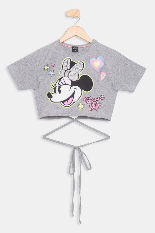 Blusa Infantil 10 a 16 Anos - Minnie Paetê - Mescla