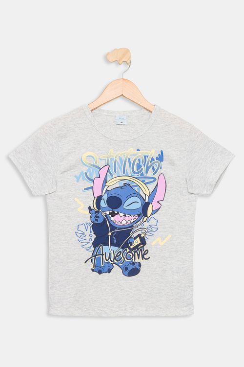 Camiseta Infantil 4 a 10 Anos - Stitch - Mescla