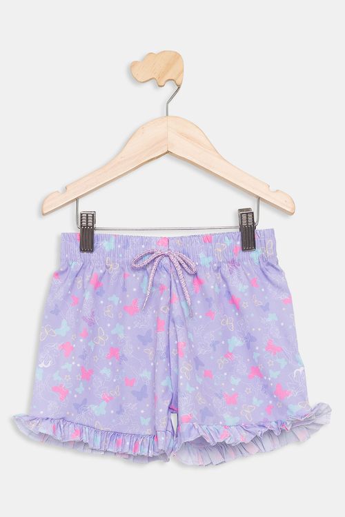 Shorts Infantil 4 a 8 Anos - Borboleta - Lilás