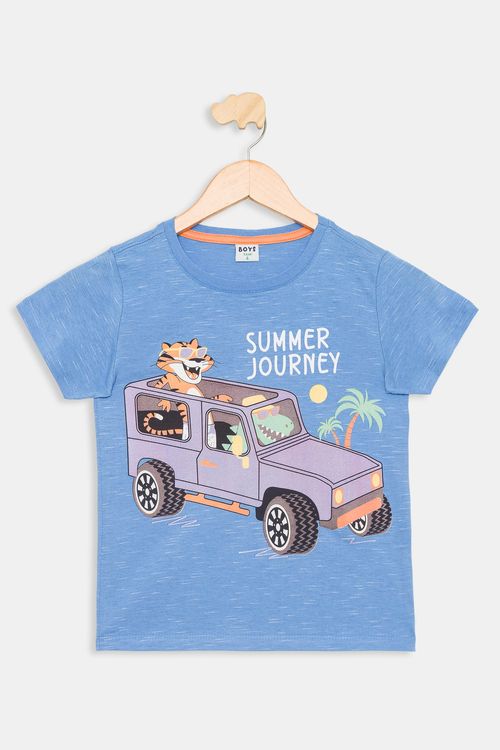 Camiseta Infantil Viagem Jet Azul Tam 4 a 8