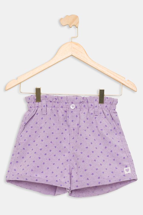 Shorts Juvenil Estampado Lilás Tam 10 a 16