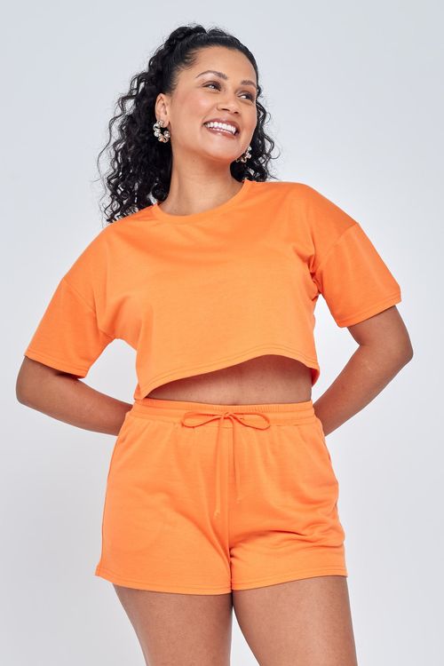 Blusa Feminina Caedu Moletinho Camuflado Laranja Urbano