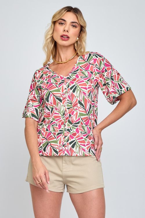Blusa Feminina Casual Estampada 7/8