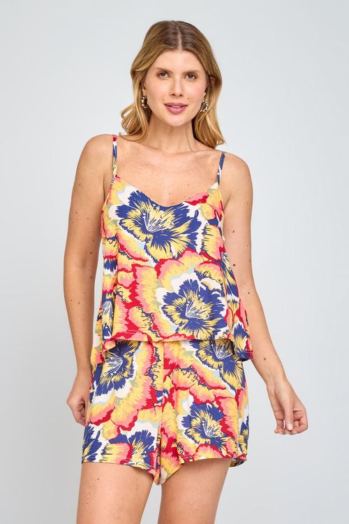 Blusa Sem Manga em Viscose Colorida