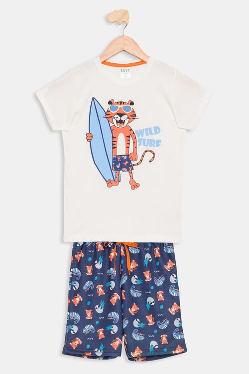 Conjunto Infantil 4 a 8 anos Meninas Tigre Off White