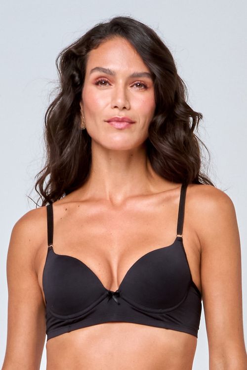 Sutiã Feminino Preto com Bojo e Laço Delicado