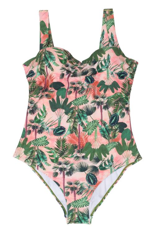 Maiô Feminino Feito Pra Mim Tropical Verde e Coral