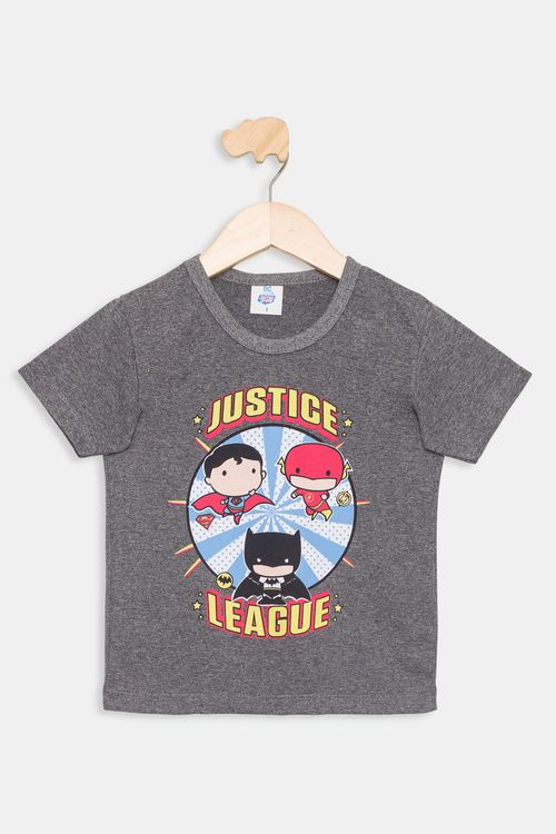 Camiseta Infantil 1 a 3 anos Meninos Liga da Justiça Mescla Escuro