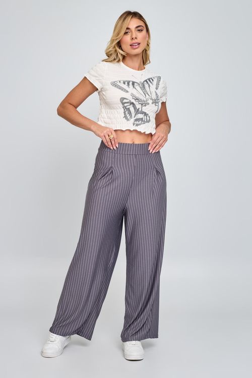 Calça Feminina Pantacourt Cinza Médio