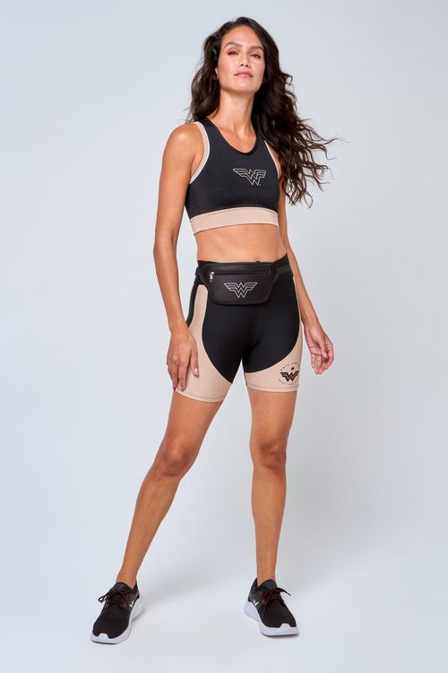 Bermuda Feminina Esporte Bicolor Preto