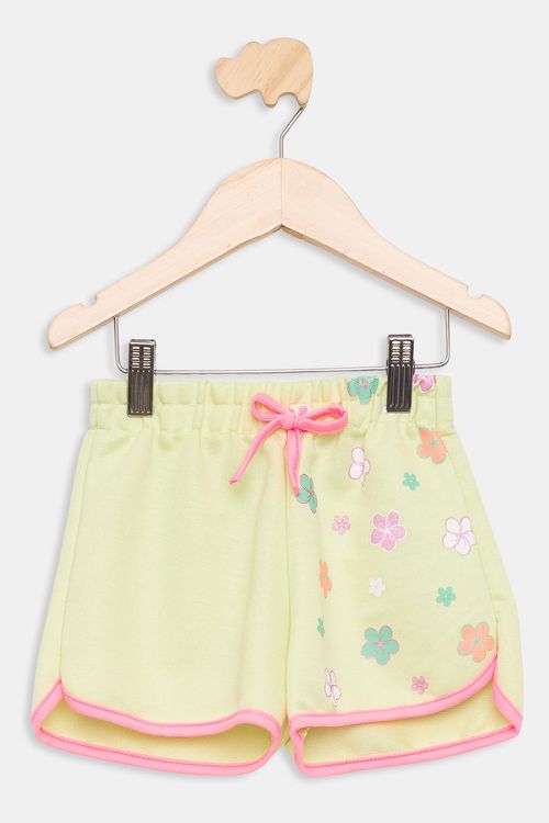 Shorts Infantil Floral Amarelo Claro Tam 4 a 8