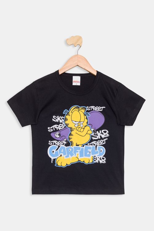Camiseta Infantil Garfield Preta Tam 4 a 10
