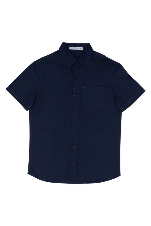 Camisa Masculina em Sarja Azul Marinho