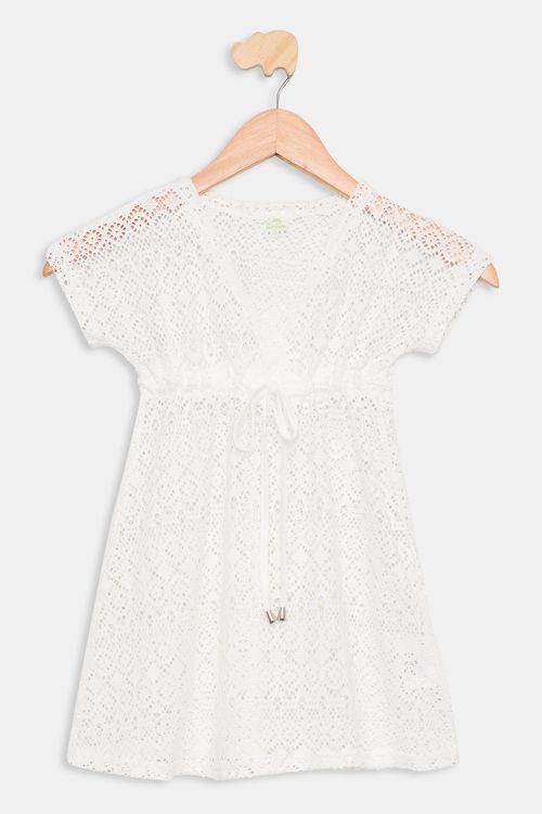 Kimono de Praia Infantil em Renda Branco