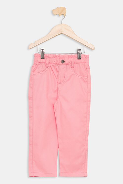 Calça Infantil em Sarja Rosa Claro Tam 1 a 3