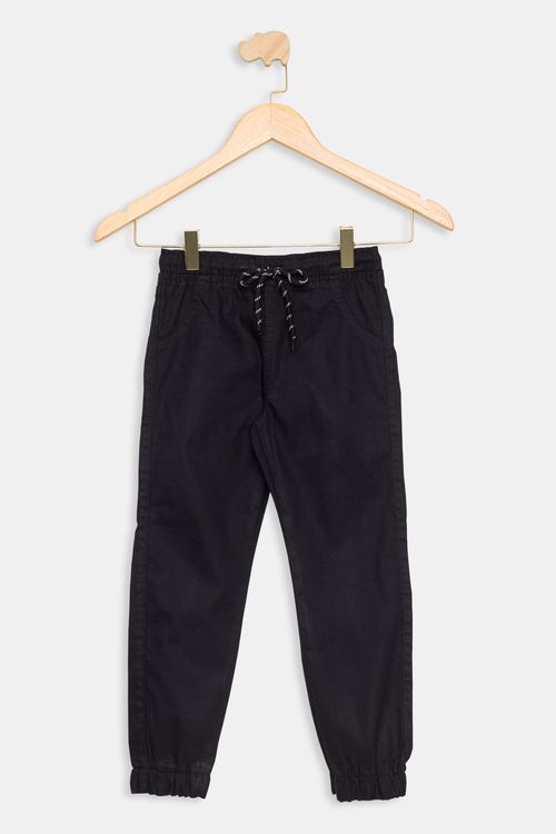 Calça Infantil em Sarja Jogger Preta Tam 4 a 8