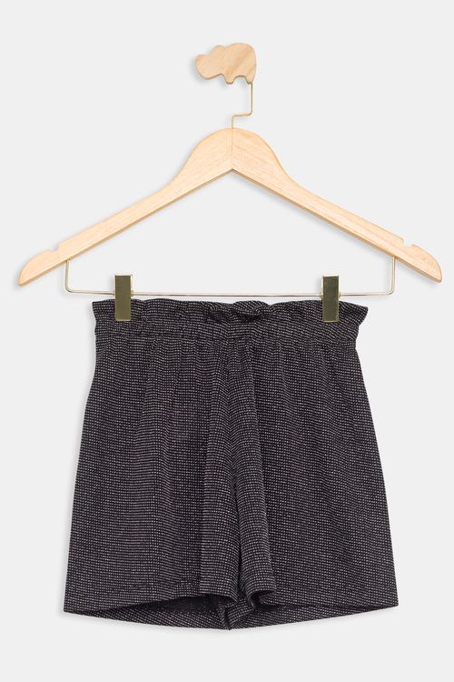 Shorts Saia Juvenil Caedu Metalizado Preto 10-16