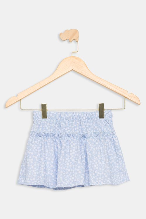 Shorts Saia Infantil Floral Azul Claro Tam 4 a 8