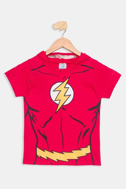 Camiseta Infantil Flash Vermelha Tam 4 a 10