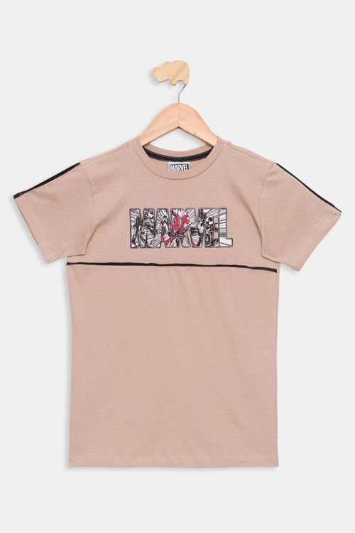 Camiseta Juvenil Marvel Bege Tam 10 a 16