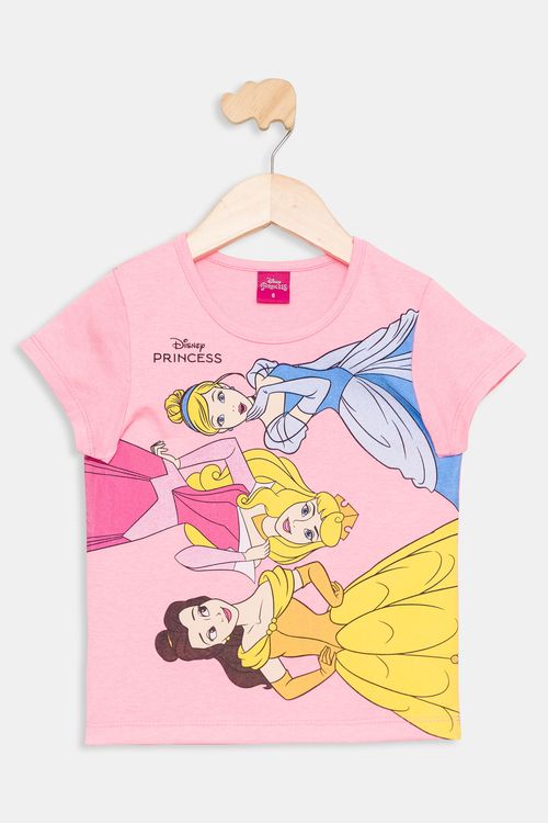 Blusa Infantil 4 a 10 anos Meninas Princesas Neon Rosa