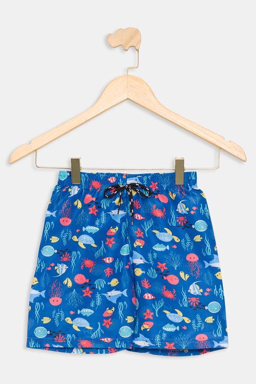 Bermuda Infantil Estampada Azul Marinho Tam 4 a 8