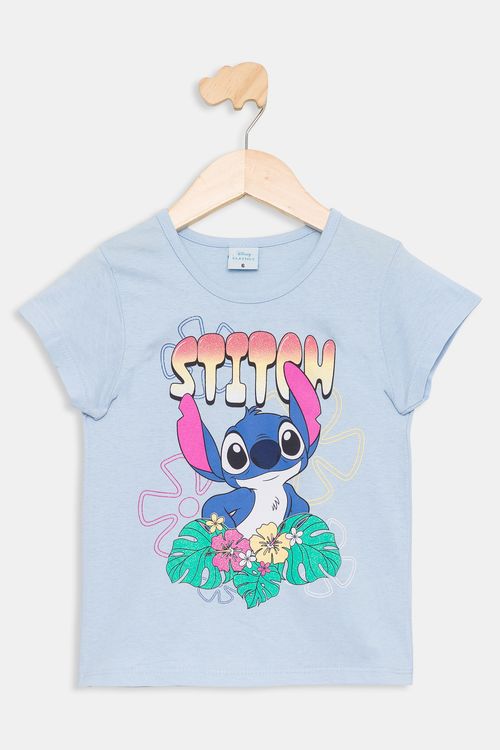 Blusa Infantil 4 a 10 anos Meninas Stitch Azul Claro