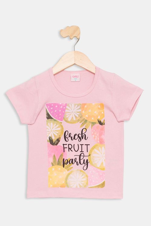 Blusa Infantil 4 a 8 Meninas Frutas Rosa Claro