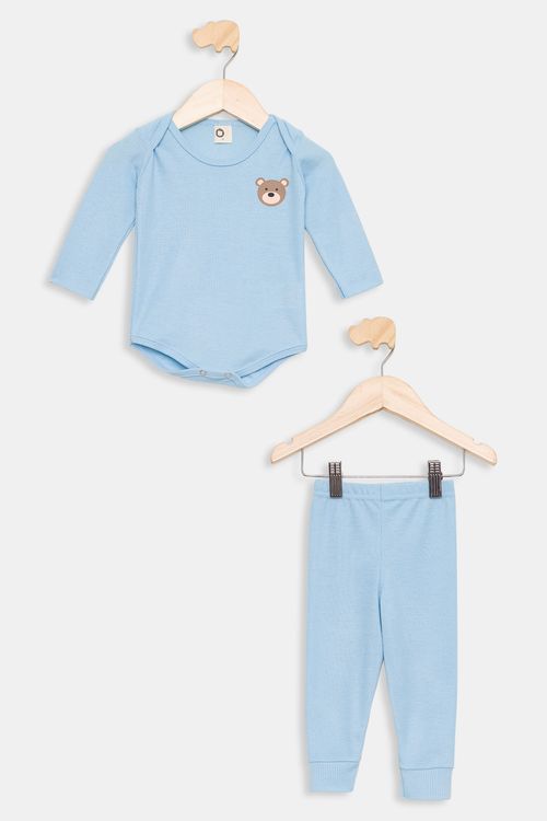 Conjunto Infantil de Ribana Azul Claro Tam 1 a 3
