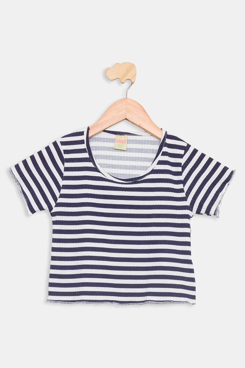 Blusa Menina Caedu Ribana Listrada Marinho Off White 10-16