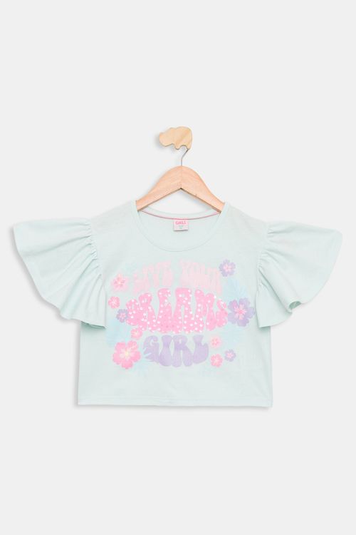 Blusa Infantil 10 a 16 Meninas Paetê Verde Claro