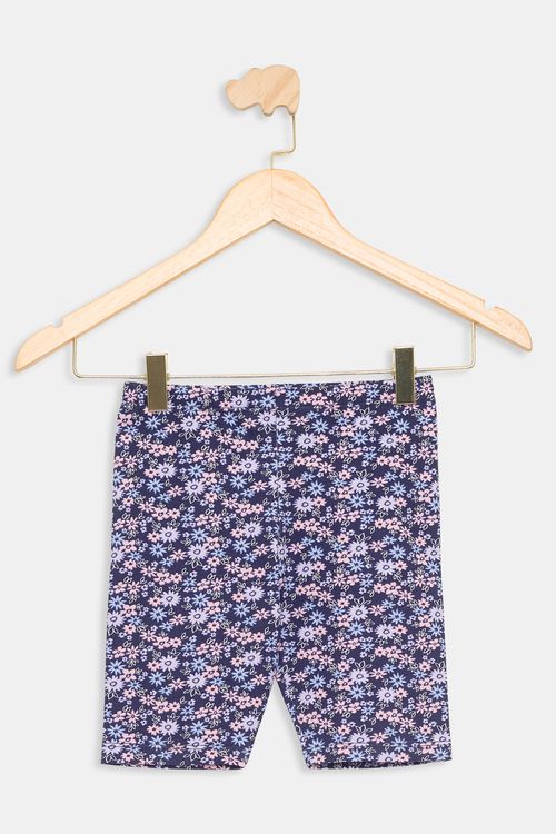 Ciclista Infantil Caedu Floral Azul Escuro Algodão 4-8