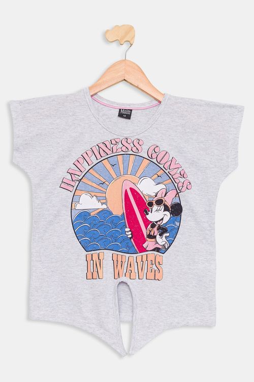 Blusa Infantil Minnie Mescla Algodão Nó na Barra Tam 10-16