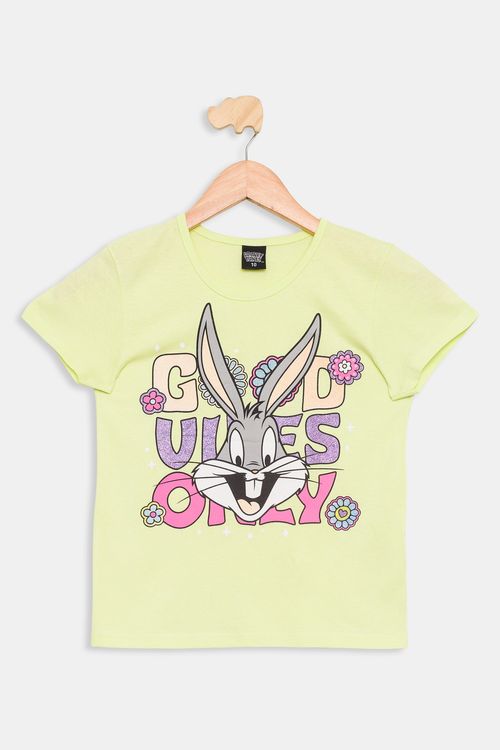 Blusa Infantil Tam 10 a 16 Meninas Lola Lima Amarela Neon