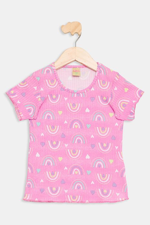 Blusa Infantil 4 a 8 em Ribana Rosa Neon