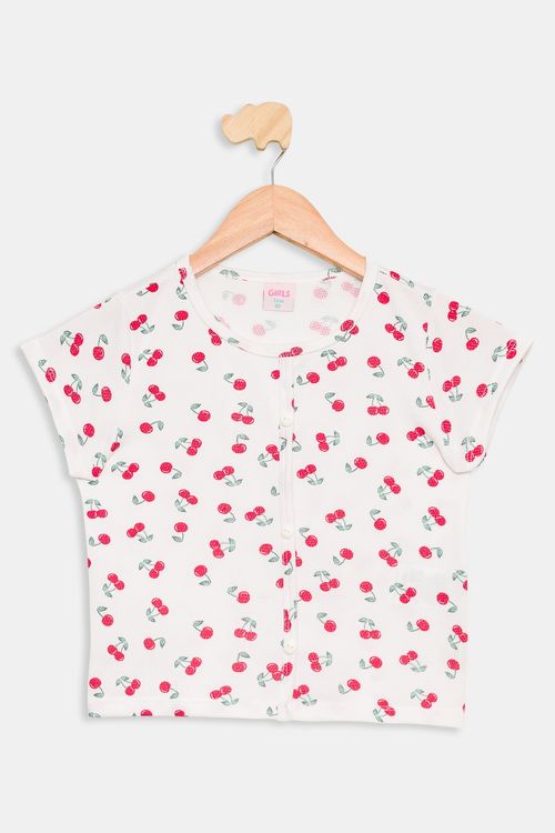 Blusa Infantil 10 a 16 Branca com Cerejas